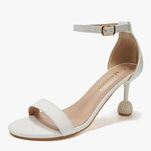 Moailaozi Womens Size 8 Open Toe Heels, White, 3-Inch Heel, Sandals, New In Box